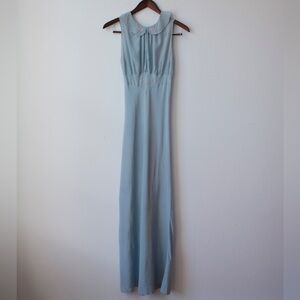 1930s bias cut & embroidered blue dress